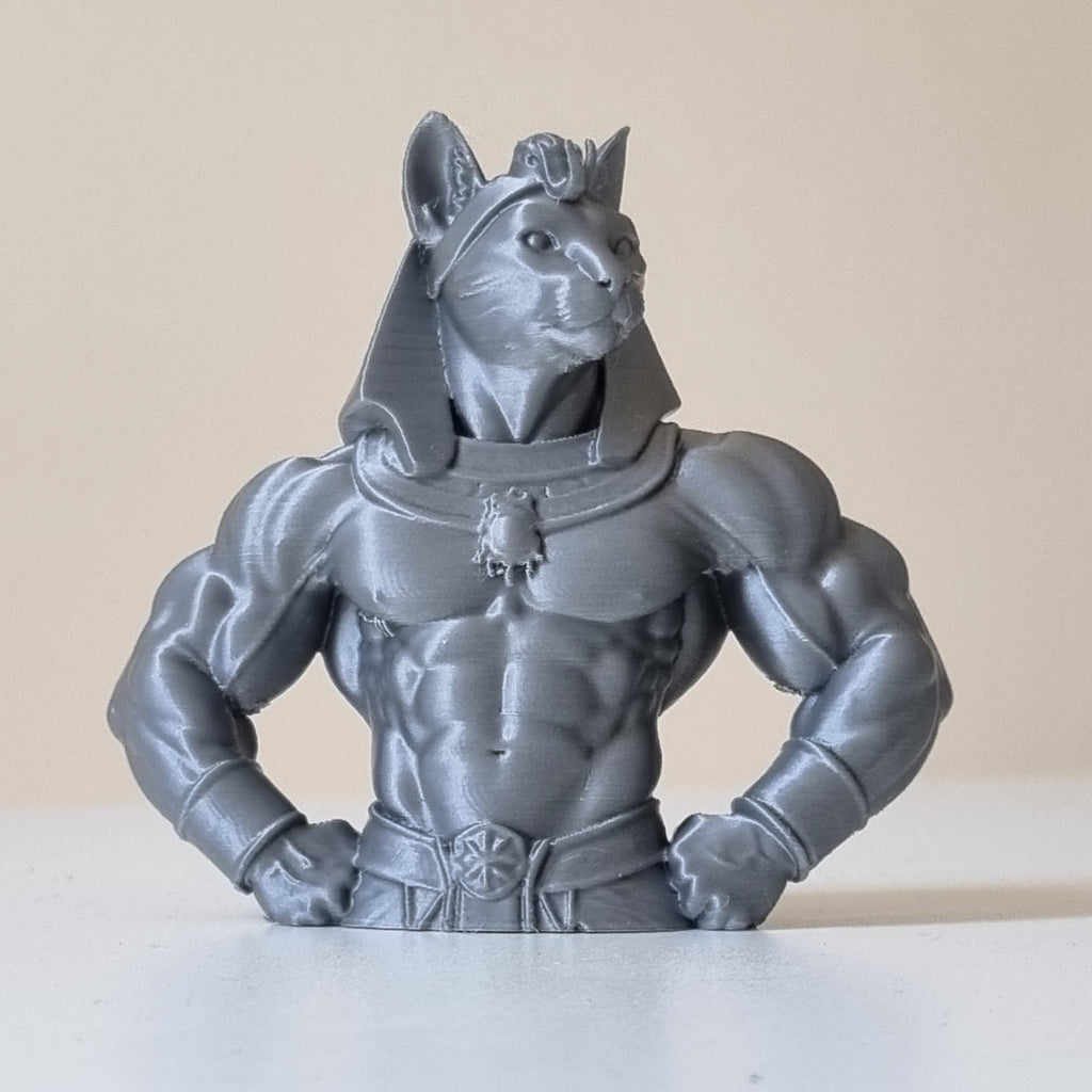 Gatto Faraone Muscoloso kitsch grigio metal
