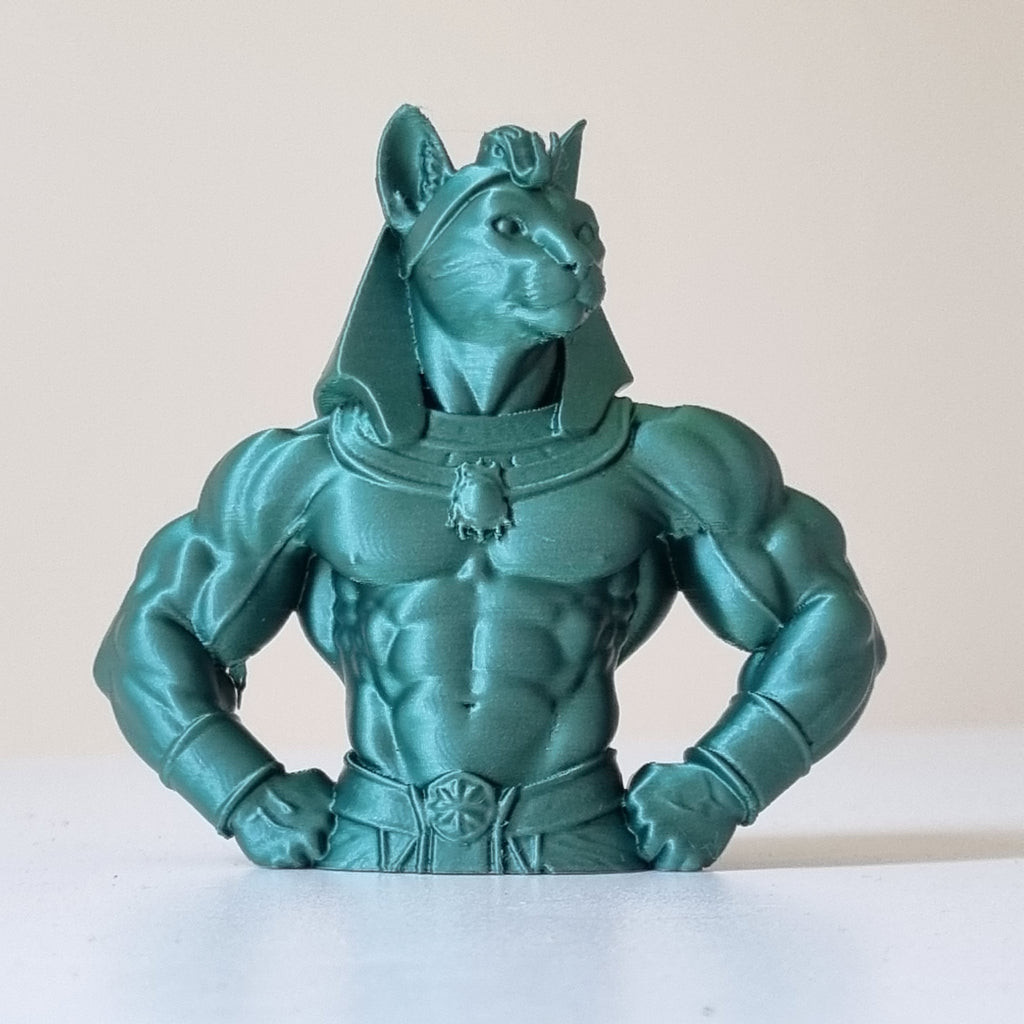 Gatto Faraone Muscoloso kitsch verde metal